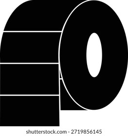 Black roll stickers paper for barcode on white background