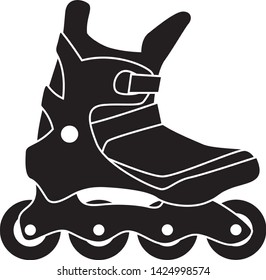 Black roller blade boot icon. vector illustration