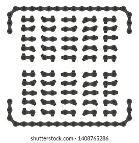Black Roller Chain That Used on Bicycles and Motorcycles. Seamless Shapes for Pattern