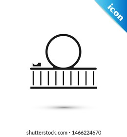 Black Roller coaster icon isolated on white background. Amusement park. Childrens entertainment playground, recreation park.  Vector Illustration