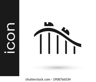 Black Roller coaster icon isolated on white background. Amusement park. Childrens entertainment playground, recreation park.  Vector