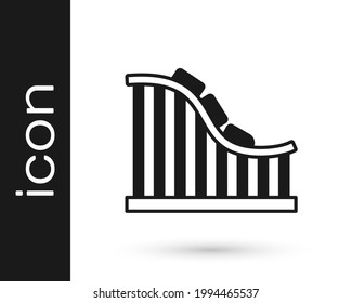 Black Roller coaster icon isolated on white background. Amusement park. Childrens entertainment playground, recreation park.  Vector