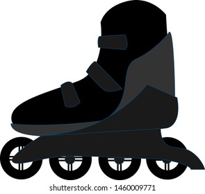 Black roller skates, illustration, vector on white background.