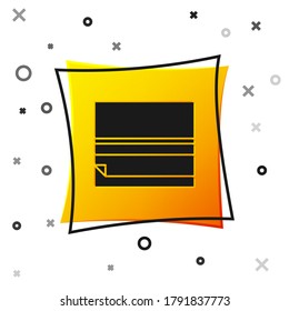 Black Rolling paper icon isolated on white background. Yellow square button. Vector Illustration