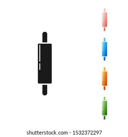 Black Rolling pin icon isolated on white background. Set icons colorful. Vector Illustration