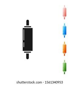 Black Rolling pin icon isolated on white background. Set icons colorful. Vector Illustration