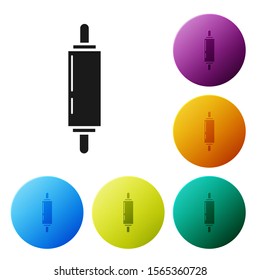 Black Rolling pin icon isolated on white background. Set icons colorful circle buttons. Vector Illustration