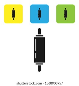 Black Rolling pin icon isolated on white background. Set icons colorful square buttons. Vector Illustration