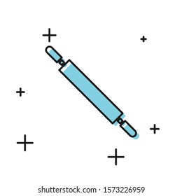Black Rolling pin icon isolated on white background.  Vector Illustration