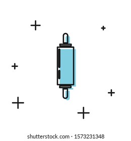 Black Rolling pin icon isolated on white background.  Vector Illustration