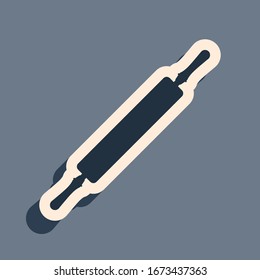 Black Rolling pin icon isolated on grey background. Long shadow style. Vector Illustration
