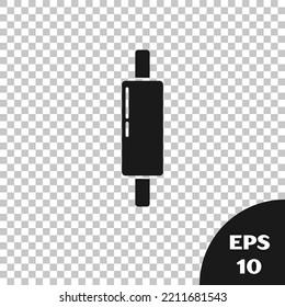 Black Rolling pin icon isolated on transparent background.  Vector