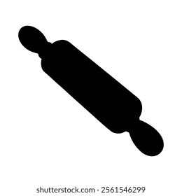 Black Rolling pin silhouette vector illustration on white background