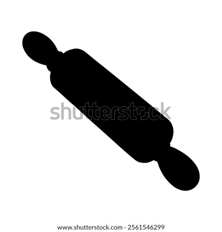Black Rolling pin silhouette vector illustration on white background