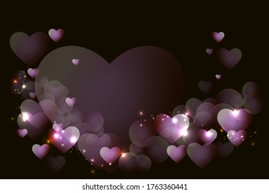 Black romantic background with copy space, illustration vector.