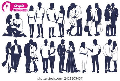 Black Romantic Couple Silhouettes vector
