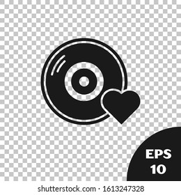 Black Romantic music icon isolated on transparent background. Valentines day.  Vector Illustration
