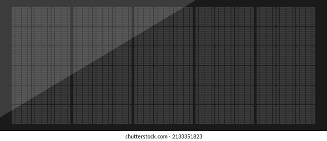 Black Roof with Solar Panels with Pattern, Graphic with Photovolatic System, Shapes of Solar Energy System. Layout ,template, eco design of roof elements.