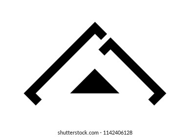 Black roofing icon, vector illustration