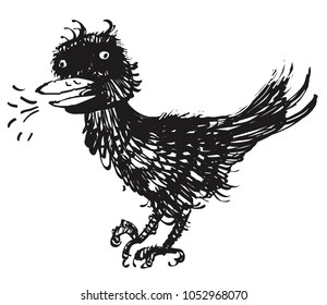 Black rook. Bird. Vector Illustration