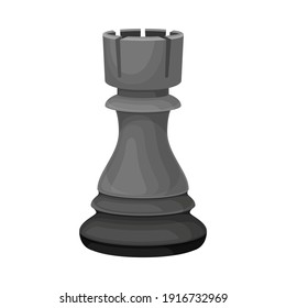 Black Rook as Chess Piece or Chessman Vector Illustration