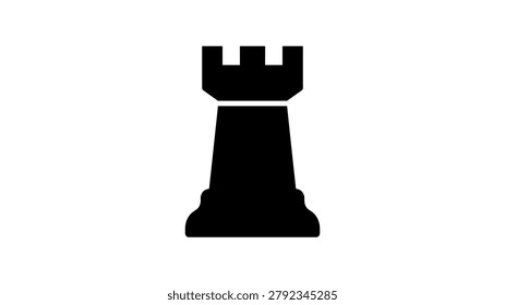 A black rook chess piece icon on plain background