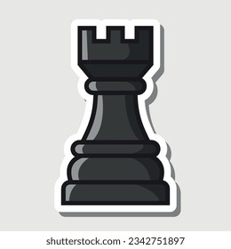 black rook, editable cartoon style sticker vector