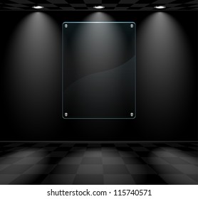 Black room with glass placeholder