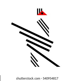 black rooster abstract vector illustration