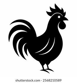 Black rooster icon on white background.