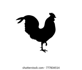 Black Rooster Illustration Vector Logo Silhouette