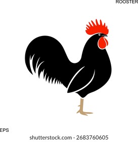 Logotipo do galo preto. Galo isolado sobre fundo branco