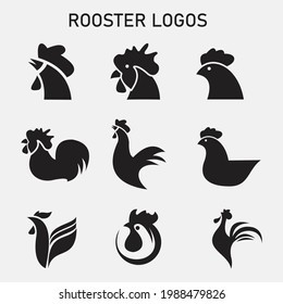 Black Rooster Logo Vector Set Design Stock Vector Illustration of farm