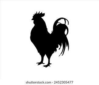 Black rooster silhouette icon logo vector illustration isolated on white background