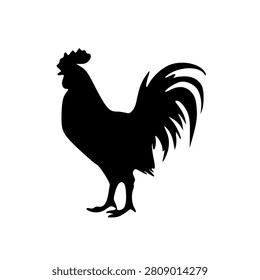 Black Rooster Silhouette Standing Profile