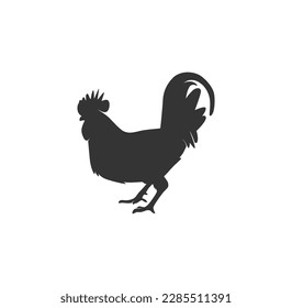Black rooster silhouette vector on a white background