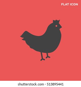 Black Rooster vector icon on red background