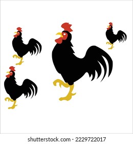 black rooster vector logo design