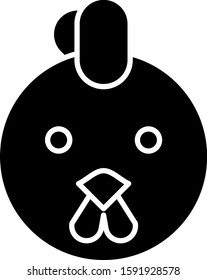 Black Rooster zodiac sign icon isolated on white background. Astrological horoscope collection.  Vector Illustration