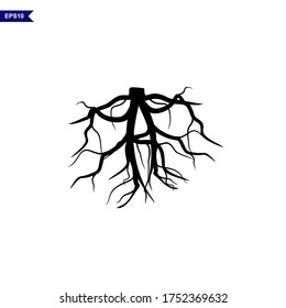 Schwarzes Root Symbol auf weißem Hintergrund. Vektorgrafik