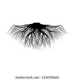 Black root icon with white background. Vector