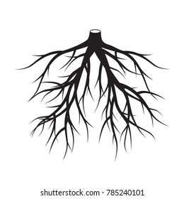 Black Roots Tree. Vector Illustration.