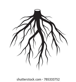 Black Roots Tree. Vector Illustration.