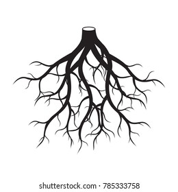 Black Roots Tree. Vector Illustration.