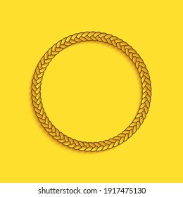 Black Rope frame icon isolated on yellow background. Frames from nautical rope. Round marine rope for decoration. Long shadow style. Vector.
