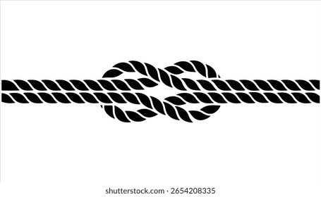Vector de nudo de cuerda negro. Diseño minimalista simple.