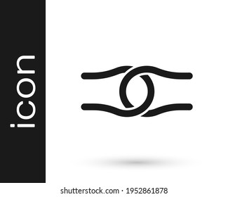 Black Rope tied in a knot icon isolated on white background.  Vector