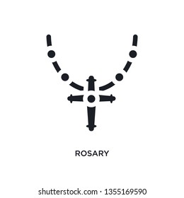 black rosary isolated vector icon. simple element illustration from religion concept vector icons. rosary editable logo symbol design on white background. can be use for web and mobile