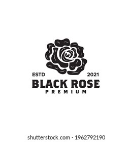Black rose flower logo design vector template