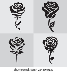 black rose flower tattoo logo